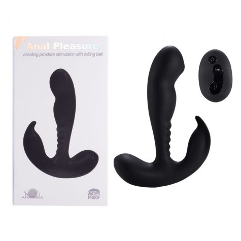 Черный стимулятор простаты Remote Control Prostate Stimulator with Rolling Ball - 13,3 см.