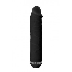 Чёрный водонепроницаемый вибратор PURRFECT SILICONE DELUXE 7.5INCH - 19 см.